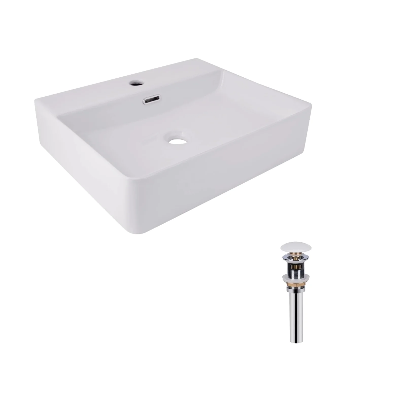 Раковина подвесная прямоугольная Qtap Nando LT 500х420х130 мм White с донным клапаном PU02O