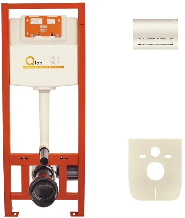 Інсталяція для унітазу Qtap Nest ST 4 в 1 (Клавіша змиву 150x220x13 мм, Chrome, лінійна)