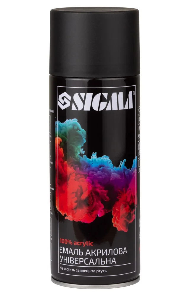 Емаль аерозольна акрилова RAL 9011 Чорний матова 400мл Sigma 2736641