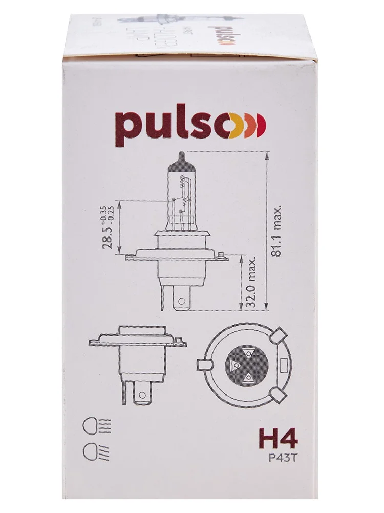 Галогенна лампа PULSO H4 12V 100/90W P43T Clear Box