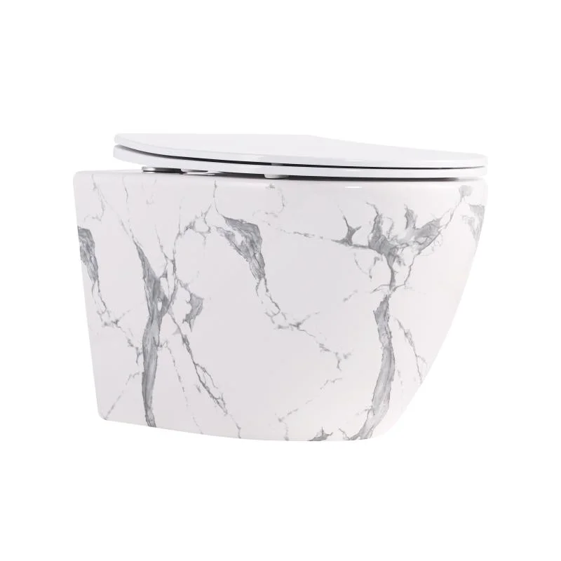 Унітаз підвісний Qtap Robin Ultra Quiet QT13332381АSMR Мармур (Slim, Duroplast, Soft-close, Quick Release)