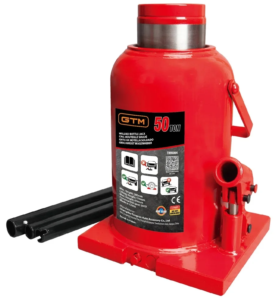 Домкрат гідравлічний пляшковий одноштоковий 50т GTM TH95004