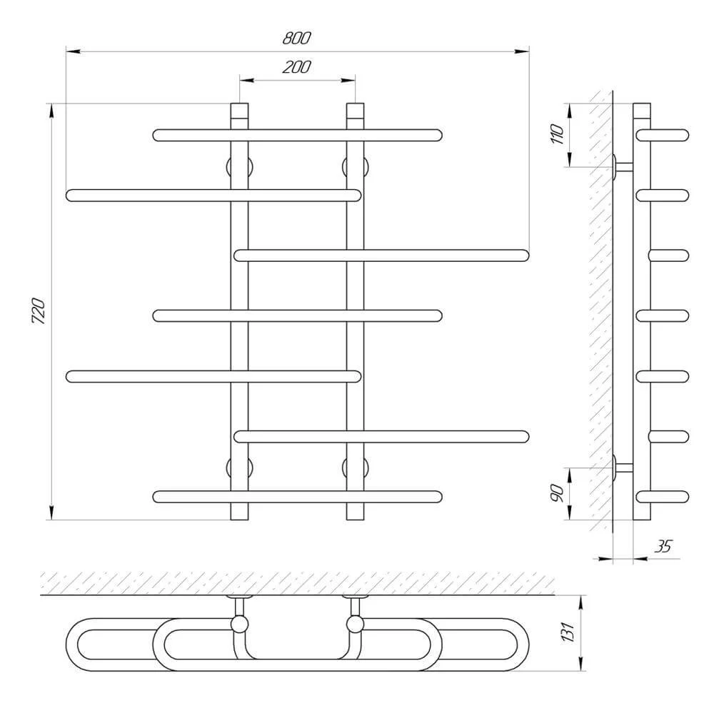 Рушникосушка Laris Етюд П7 800 х 700