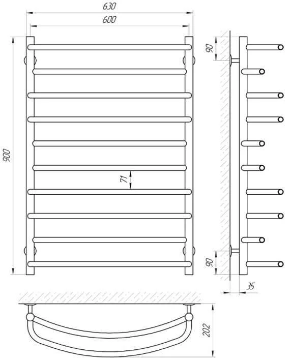 Рушникосушка електрична Laris Євромікс П10 600 х 900