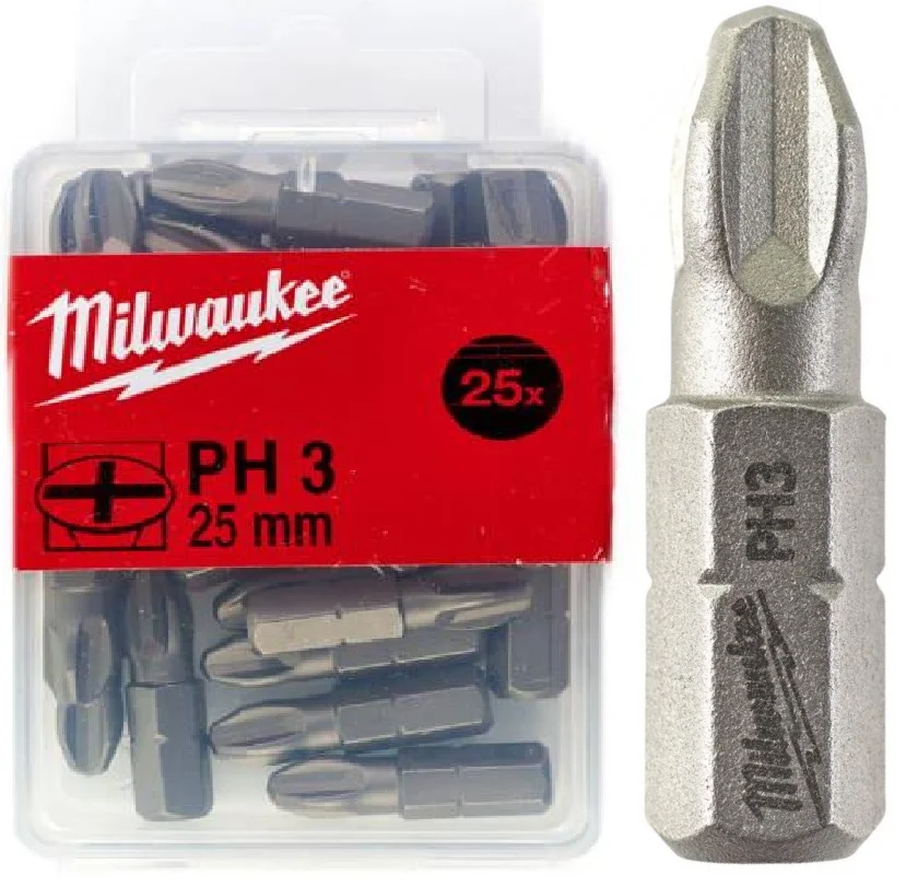 Біта Milwaukee 1/4" L25мм PH3 25шт (4932399588)