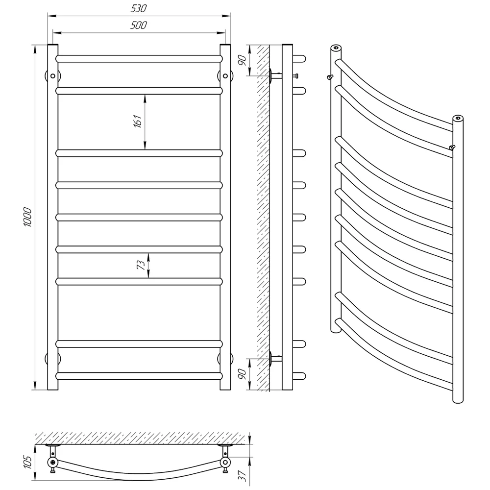 Рушникосушарка Laris Флеш П9 500 x 1000
