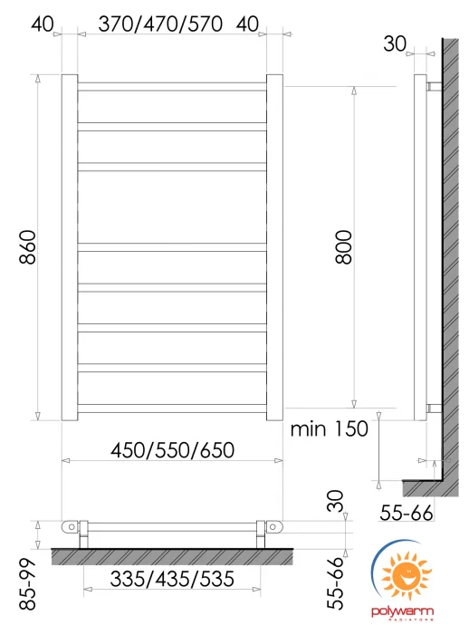 Рушникосушка Polywarm Kraft Sensor ER 8/55 Wi-Fi