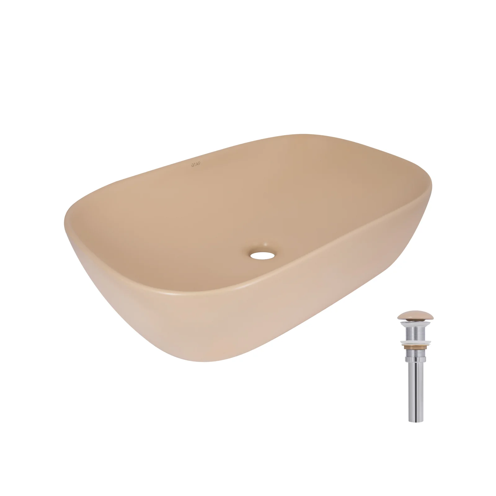 Раковина Qtap Robin 600x390x150 с донным клапаном Бежевый