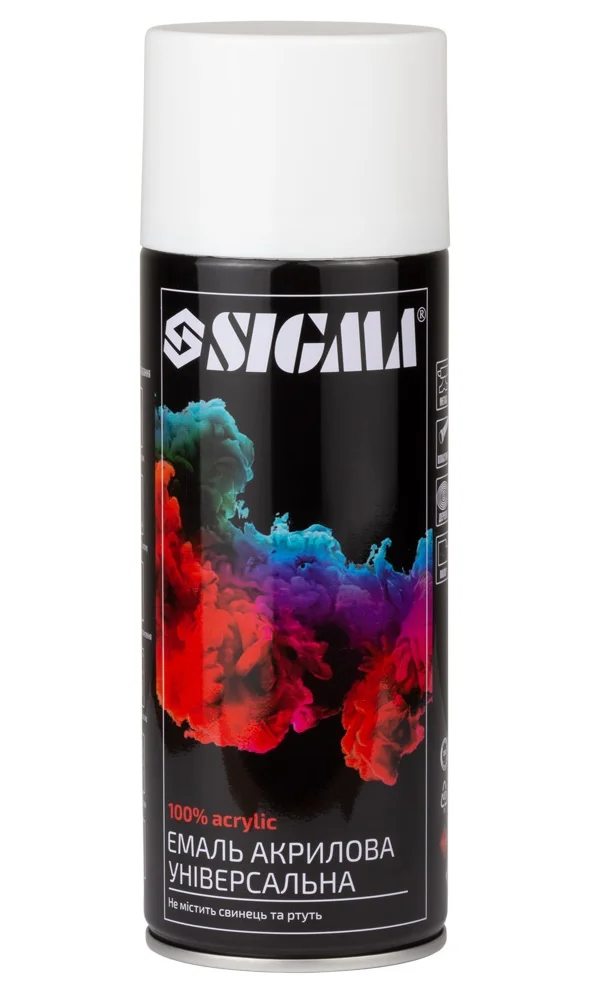 Емаль аерозольна акрилова RAL 9010 Білий глянець 400мл Sigma 2736611