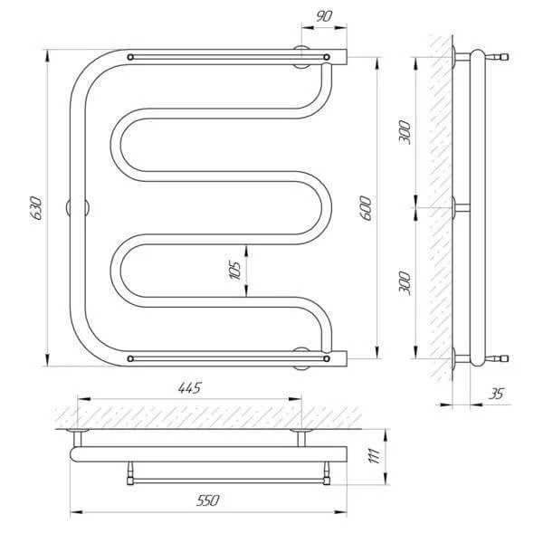 Рушникосушка Laris Фокстрот П 550 x 600