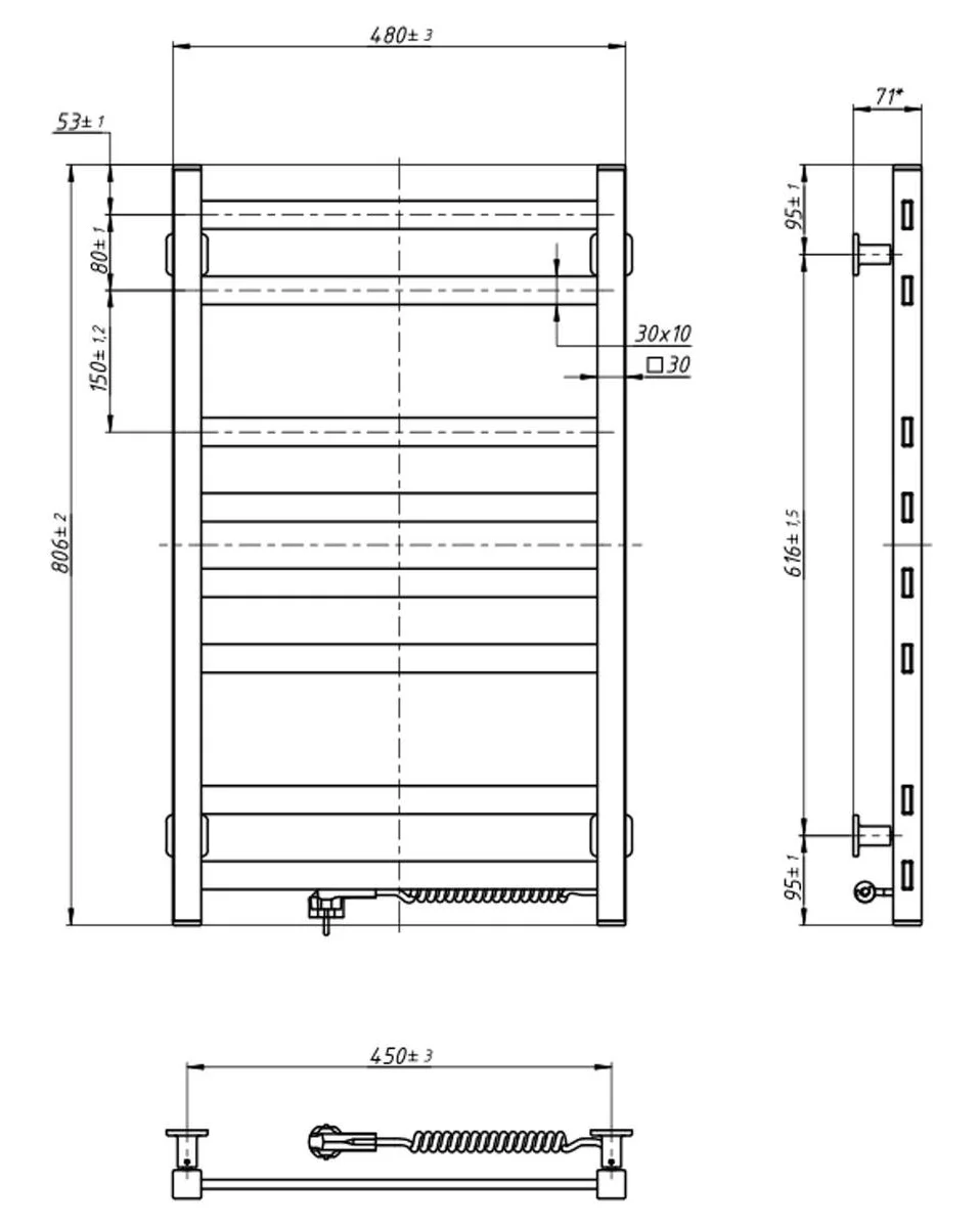 Рушникосушка електрична Navin Авангард 480 х 800 - фото 4
