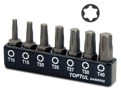 Набір біт 1/4" TORX T10-T40 7од. Toptul (GAAV0702)