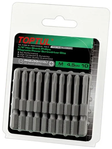 Набір біт 1/4" PH2 L=50мм 10 од. Toptul (FSLA0802G)
