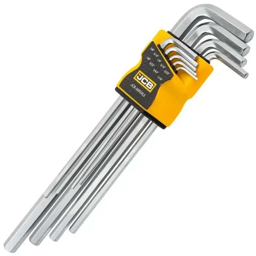 Набір Г-подібних ключів HEX 1/16"-3/8" 9 од. подовжених дюймових JCB Tools (JCB-5093XLS)
