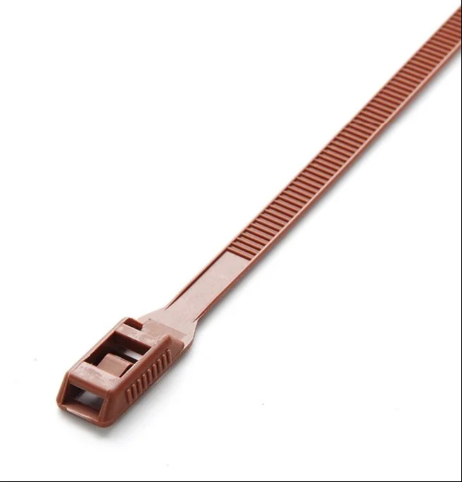 Стяжка нейлонова кабельна з низьким профілем замку 8x400 світло-коричнева Apro (CTLC-10516)