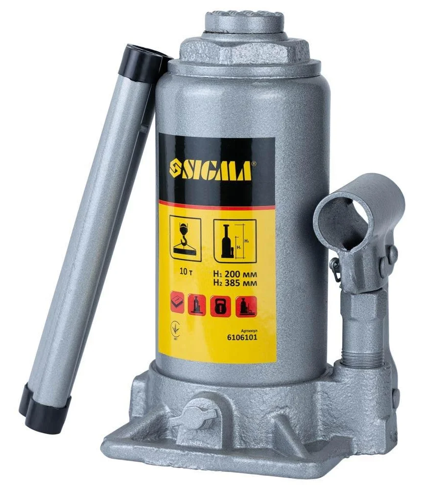Домкрат гидравлический бутылочный одноштоковый 10т Standard Sigma 6106101