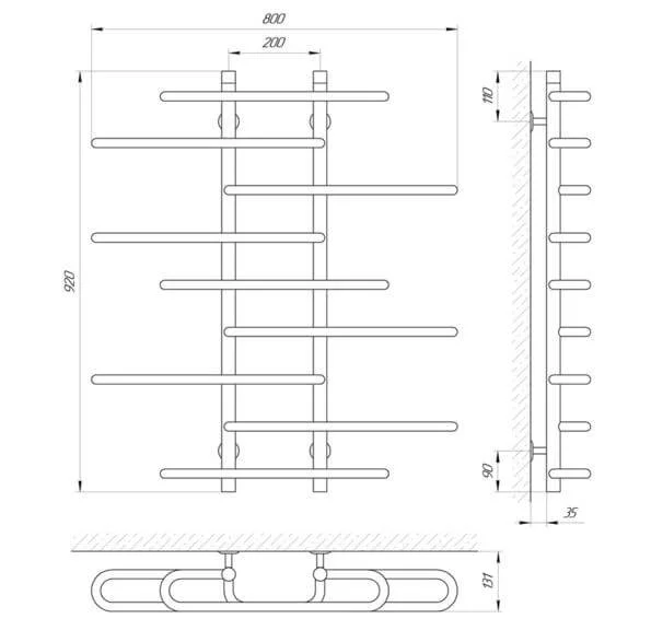 Рушникосушка Laris Етюд П9 800 х 900