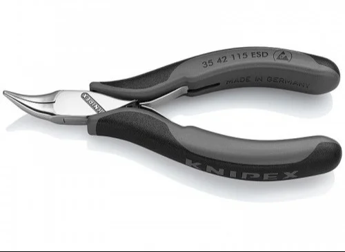 Прецизійні плоскогубці захватні для електроніки антистатичні з наконечниками під кутом 45° Knipex L=115 мм (35 42 115 ESD)