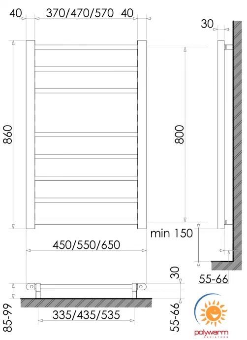 Рушникосушка Polywarm Kraft Sensor ER 8/45 Wi-Fi