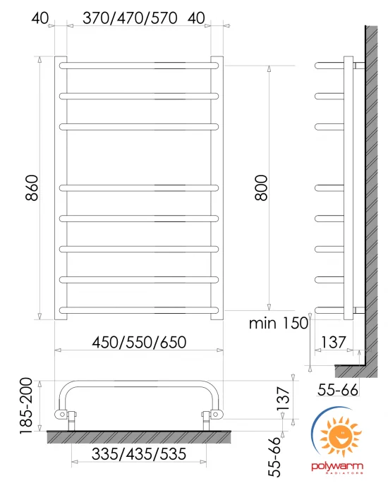 Рушникосушка Polywarm Tesla Sensor EU 8/65 Wi-Fi