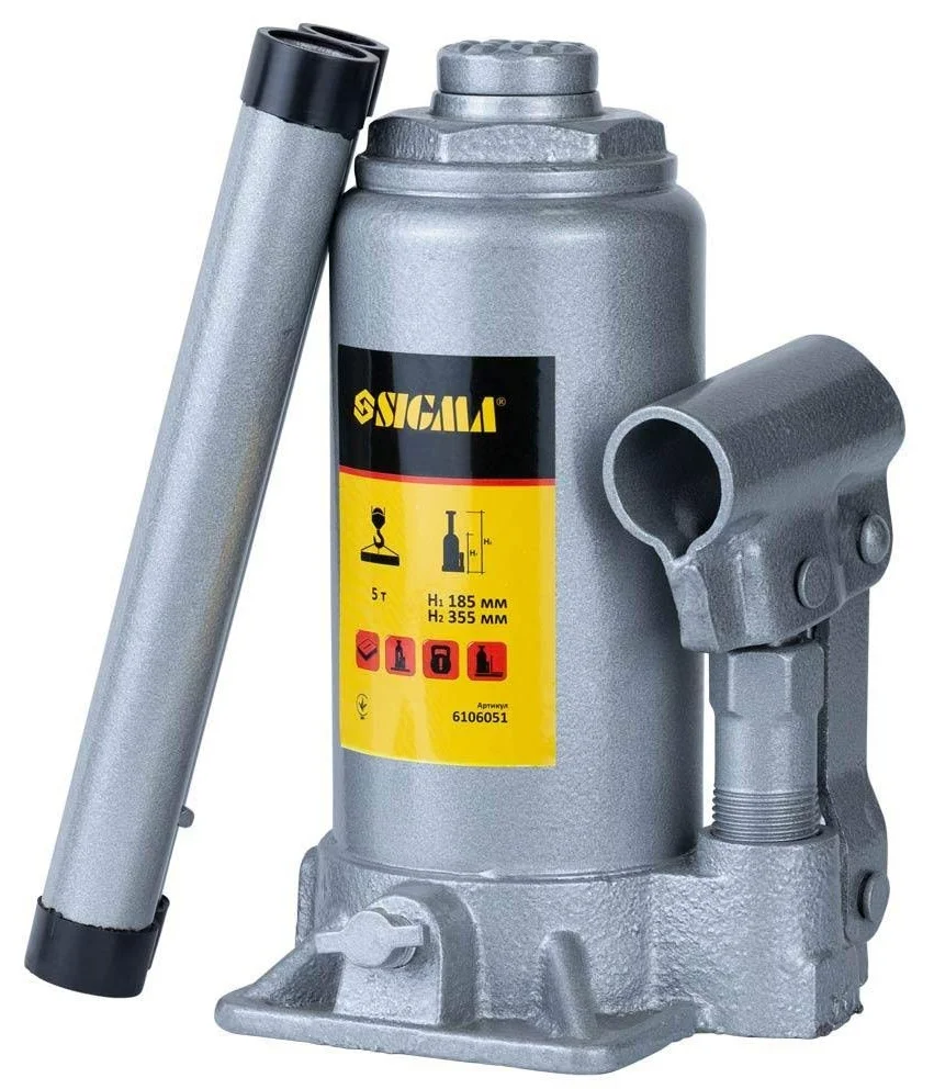 Домкрат гідравлічний пляшковий одноштоковий 5т Standard Sigma 6106051