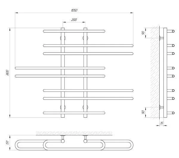 Рушникосушарка Laris Діана П8 1050 х 800