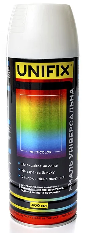 Емаль акрилова універсальна RAL 9001 Білий кремовий глянець 400мл Unifix (951036)