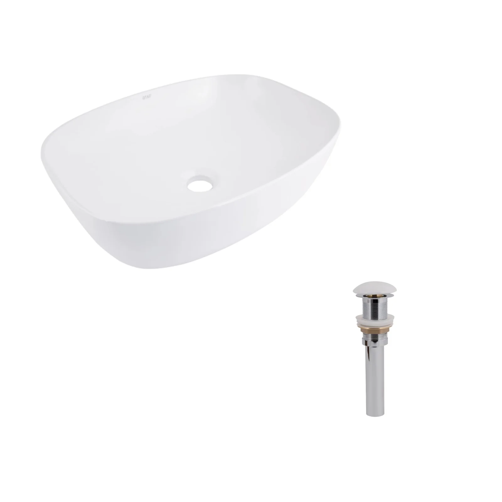 Раковина накладная овальная Qtap Cardinal 500×380×140 мм White с донным клапаном Pop-up PU02