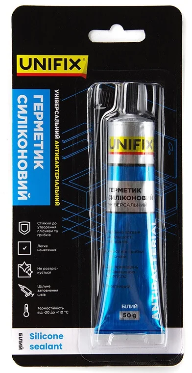 Герметик силіконовий універсальний антибактеріальний 50 мл Unifix Білий (951262)