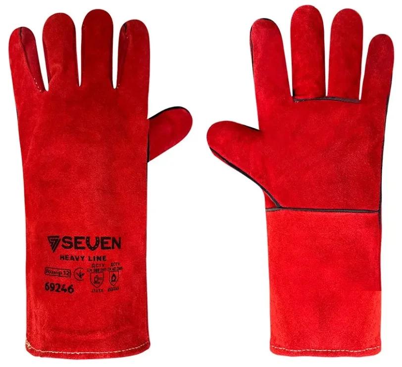 Рукавиця крага на підкладці червона довга Р12 KEVLAR Seven