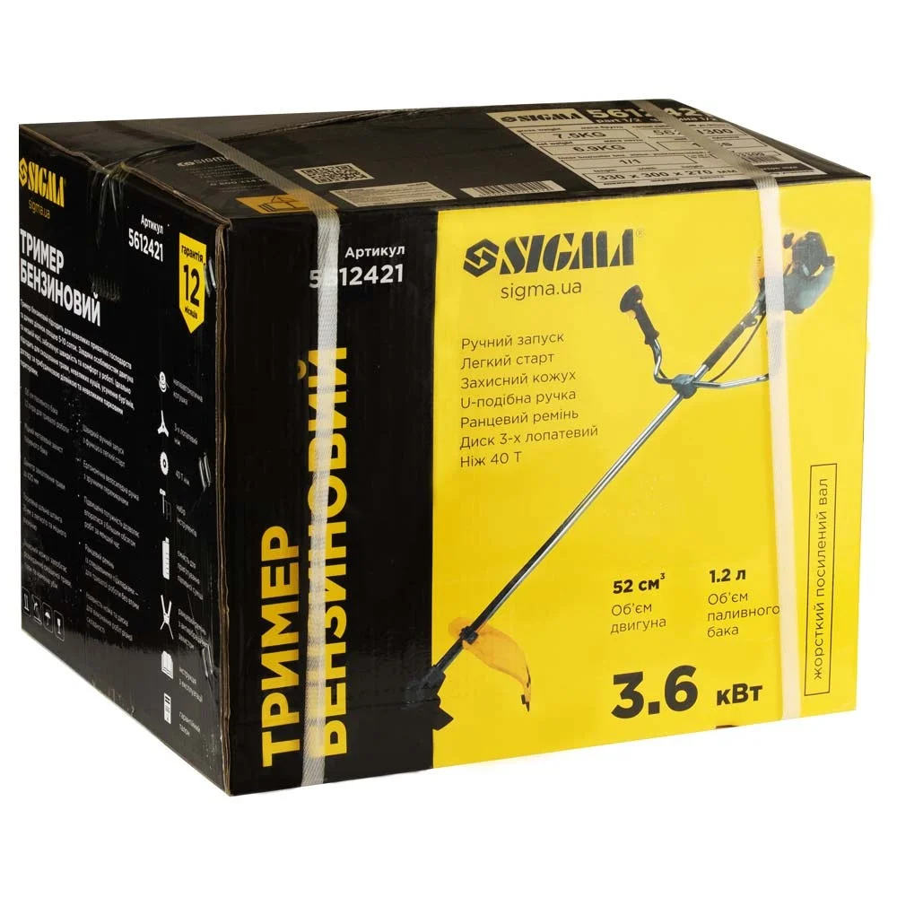 Тример бензиновий 3.6кВт 52см³ Sigma (5612421)