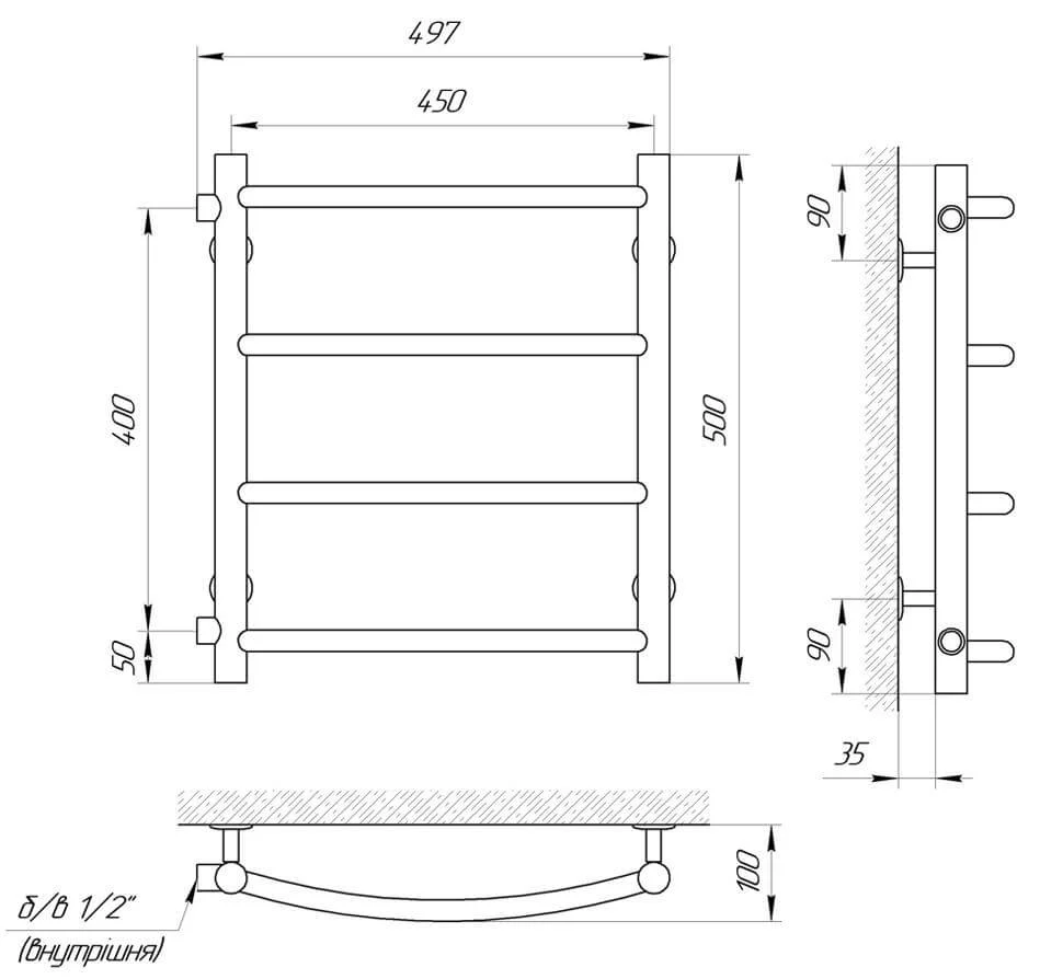 Рушникосушка Laris Класік П4 450 х 500 б/п