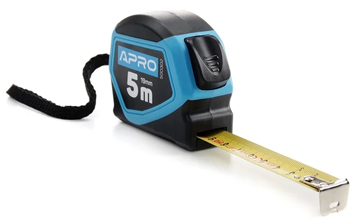 Рулетка прогумована з автостопом 5 м х 19 мм Apro (500302)