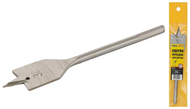 Свердло по дереву пір'яне Ø 30 мм L152 мм з шестигранним хвостовиком MasterTool (12-0300)