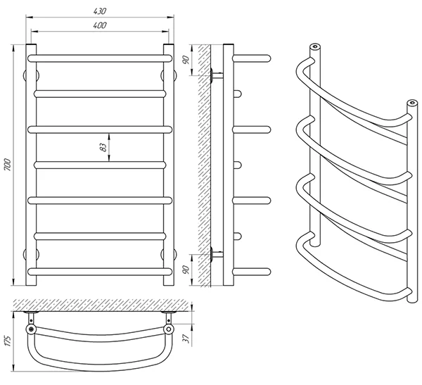 Рушникосушка Laris Євромікс П7 400 х 700