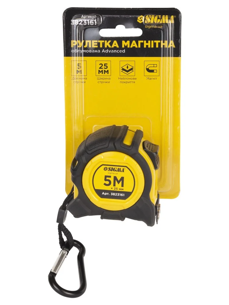 Рулетка магнітна Sigma Advanced 5м×25мм (3823161)