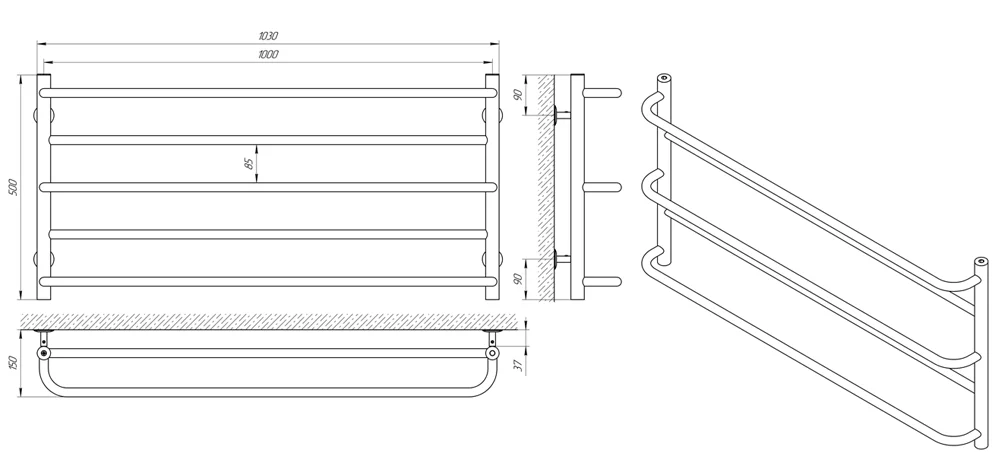 Рушникосушка Laris Практик П5 1000 х 500