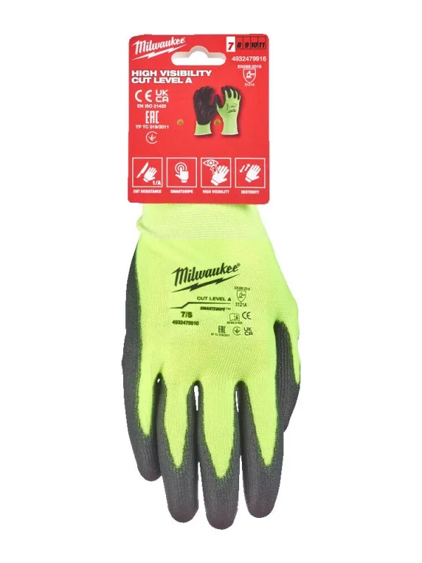Рукавиці Milwaukee Hi-Vis протипорізні 1/A рівня розмір 11