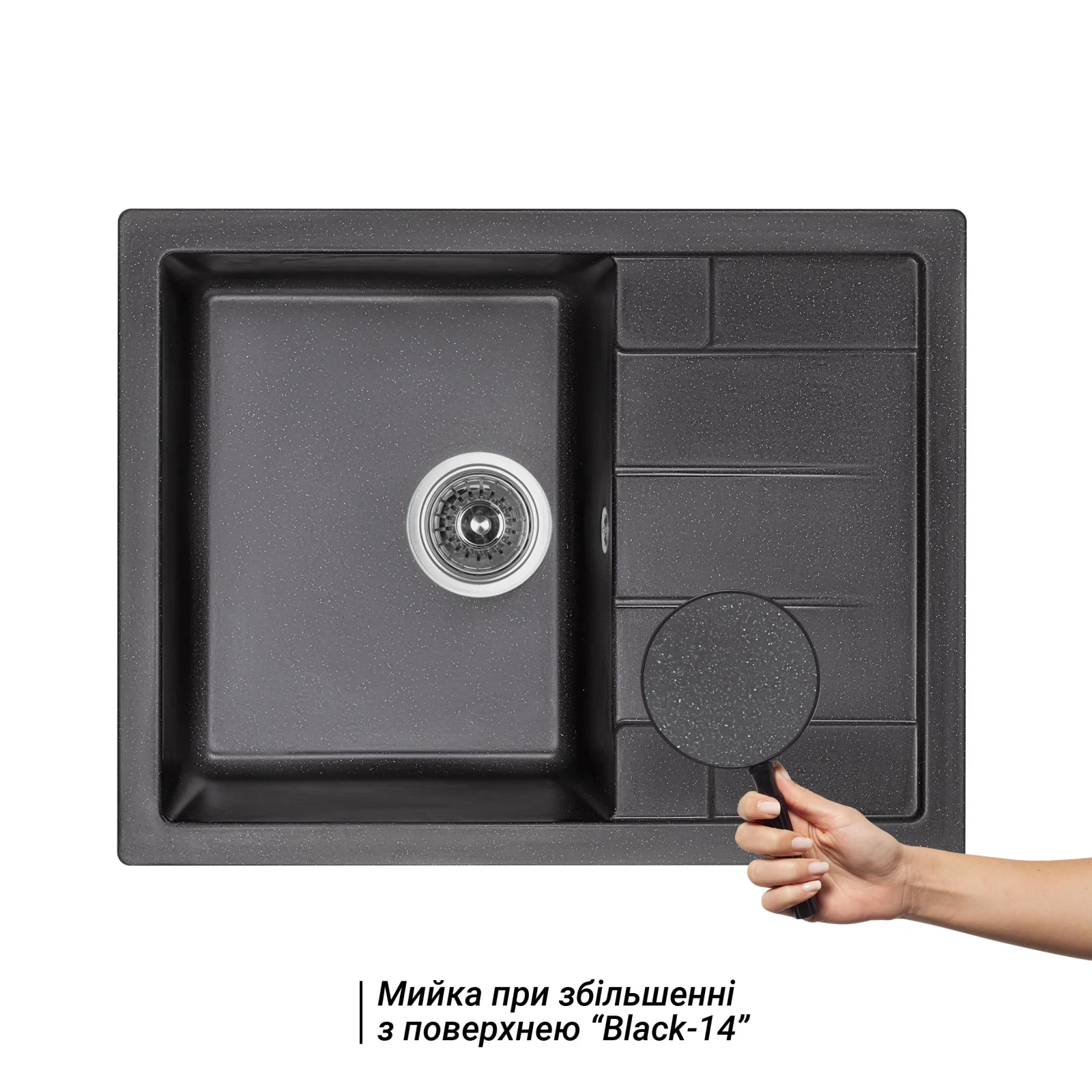 Кухонная мойка Lidz (BLM-14) 650x500/200 Черный металлик - фото 3