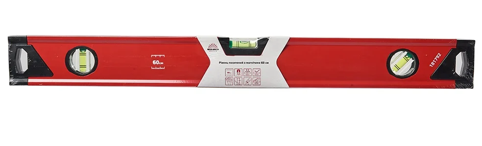 Рівень 3 капсули алюмінієва рамка з магнітами 60 см Vitals Master (181792)