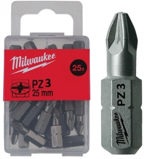 Біта Milwaukee 1/4" L25мм PZ3 25шт (4932399591)