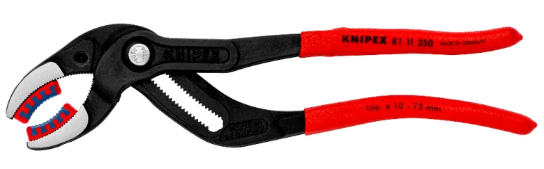Щипці трубні для сифонів і з'єднувачів Knipex (10-75мм) L=250мм (81 11 250)