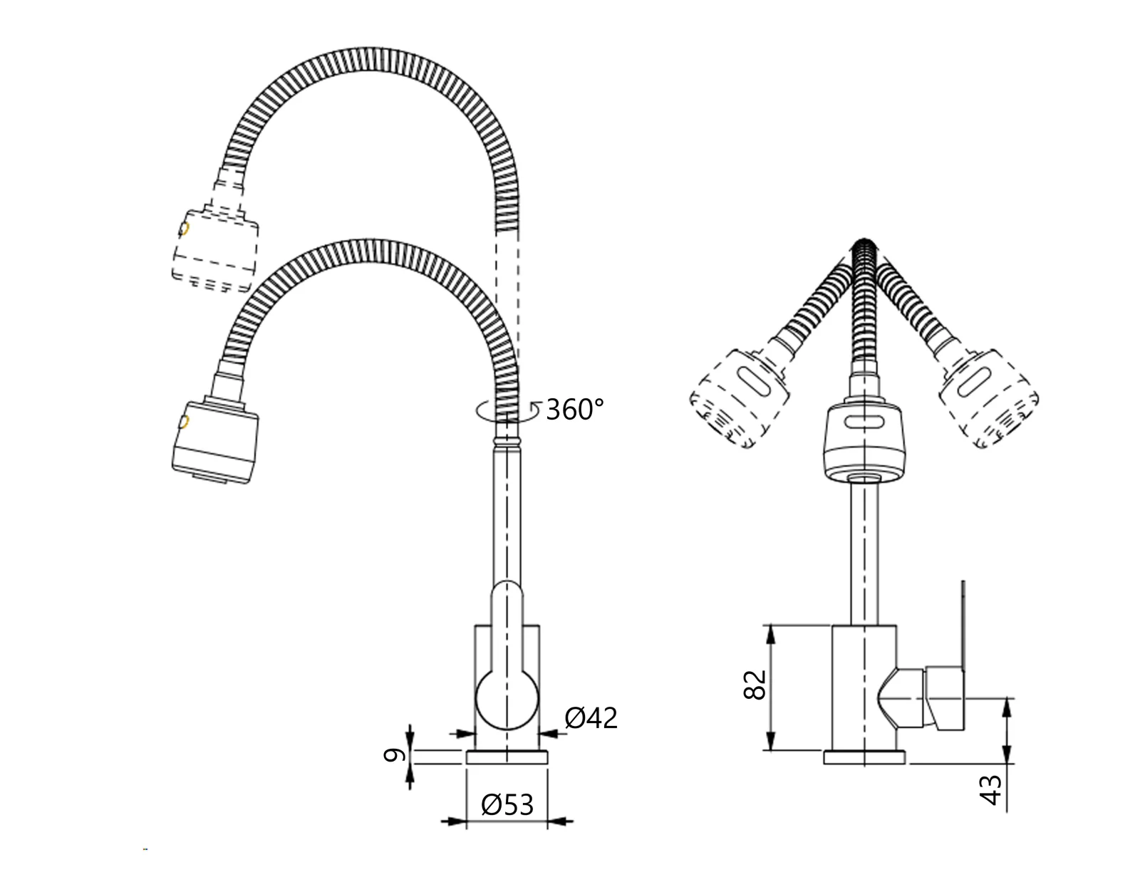Змішувач для кухні Brinex Pure 015F41 з гнучким виливом - фото 2