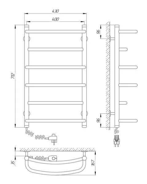 Рушникосушка Електрична Laris Єврофлеш П6 400 х 700