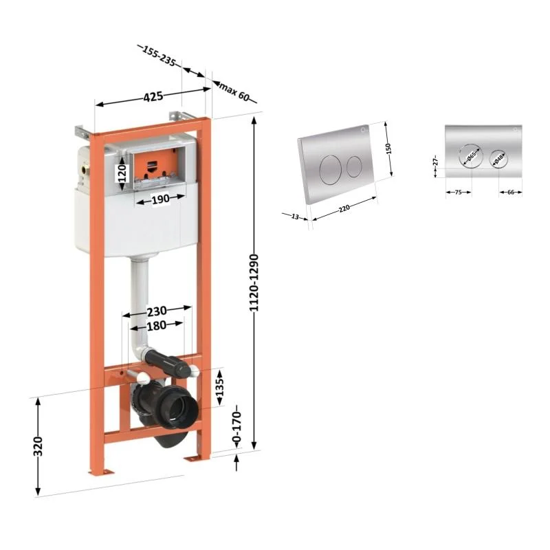Інсталяція для унітаза Qtap Nest ST QT0133M425M11112CRM - фото 2