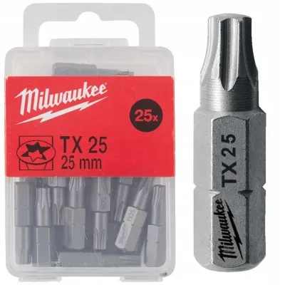 Бита Milwaukee 1/4" L25мм TX25 (25шт) (4932399597)