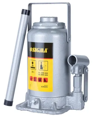 Домкрат гидравлический бутылочный одноштоковый 20т Standard Sigma 6106201