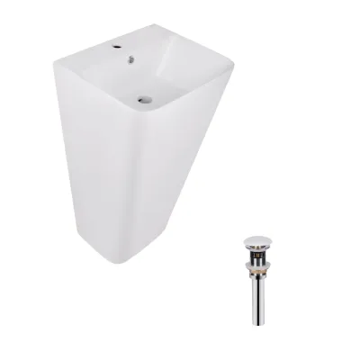 Раковина напольная моноблок Qtap Tern 440х380х830 мм White с донным клапаном PU02O
