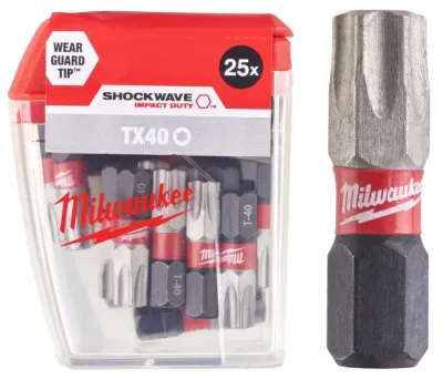 Бита Milwaukee Shockwave 1/4" L25мм TX40 25шт (4932430889)