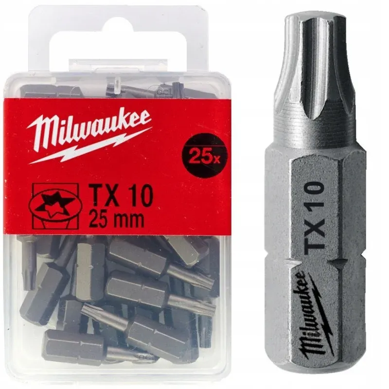 Бита Milwaukee 1/4" L25мм TX10 (25шт) (4932399594)